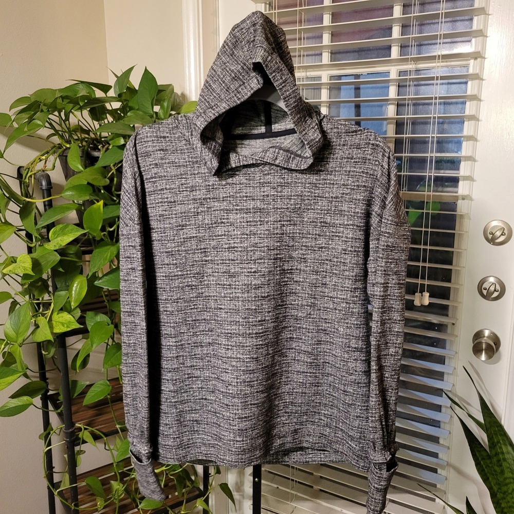 Lululemon Heathered Grey Space Dye Crossover Hoodie with Thumbholes Womens